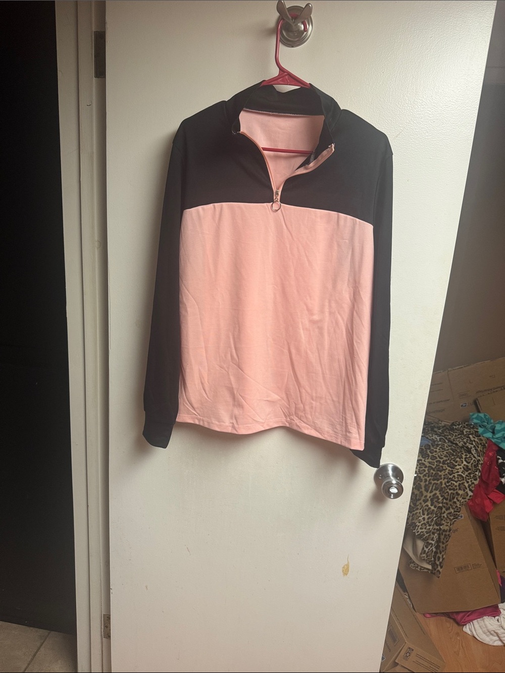 Women's Colorblock Half-Zip Pullover Jacket - Pink & Black